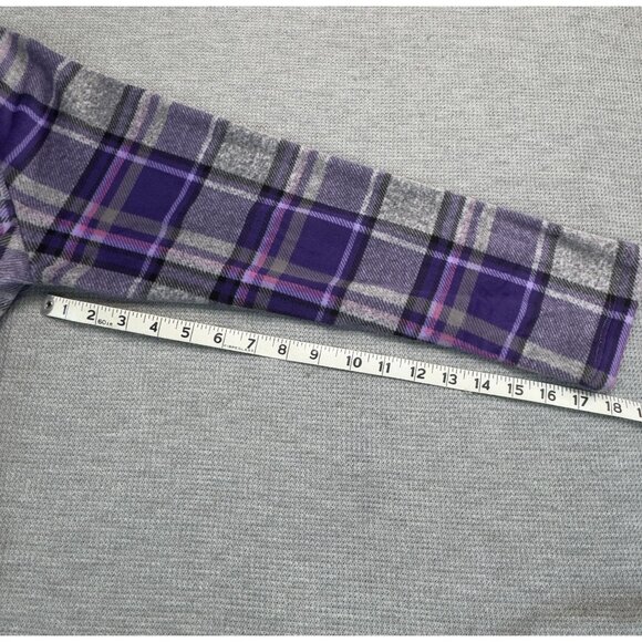 Aria Collection Purple Gray Plaid Long-Sleeve Nightgown Size L Soft PJs Pockets - Picture 13 of 16